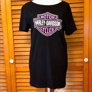Harley-Davidson Black T-Shirt Pink Logo Boswell’s Size XL
